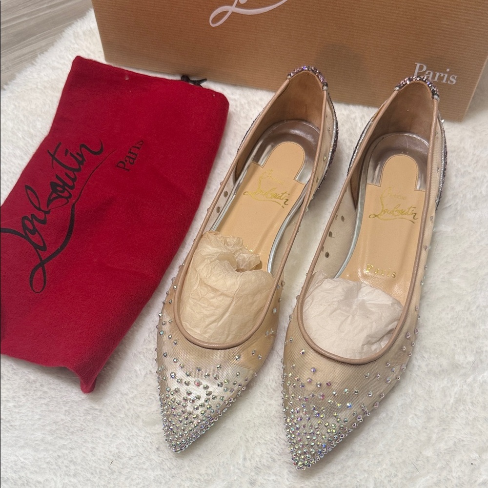Christian Louboutin Women's Crystal Embellished flats - Nude